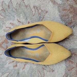 Rothys Mustard marigold pointed toe knit washable flats
